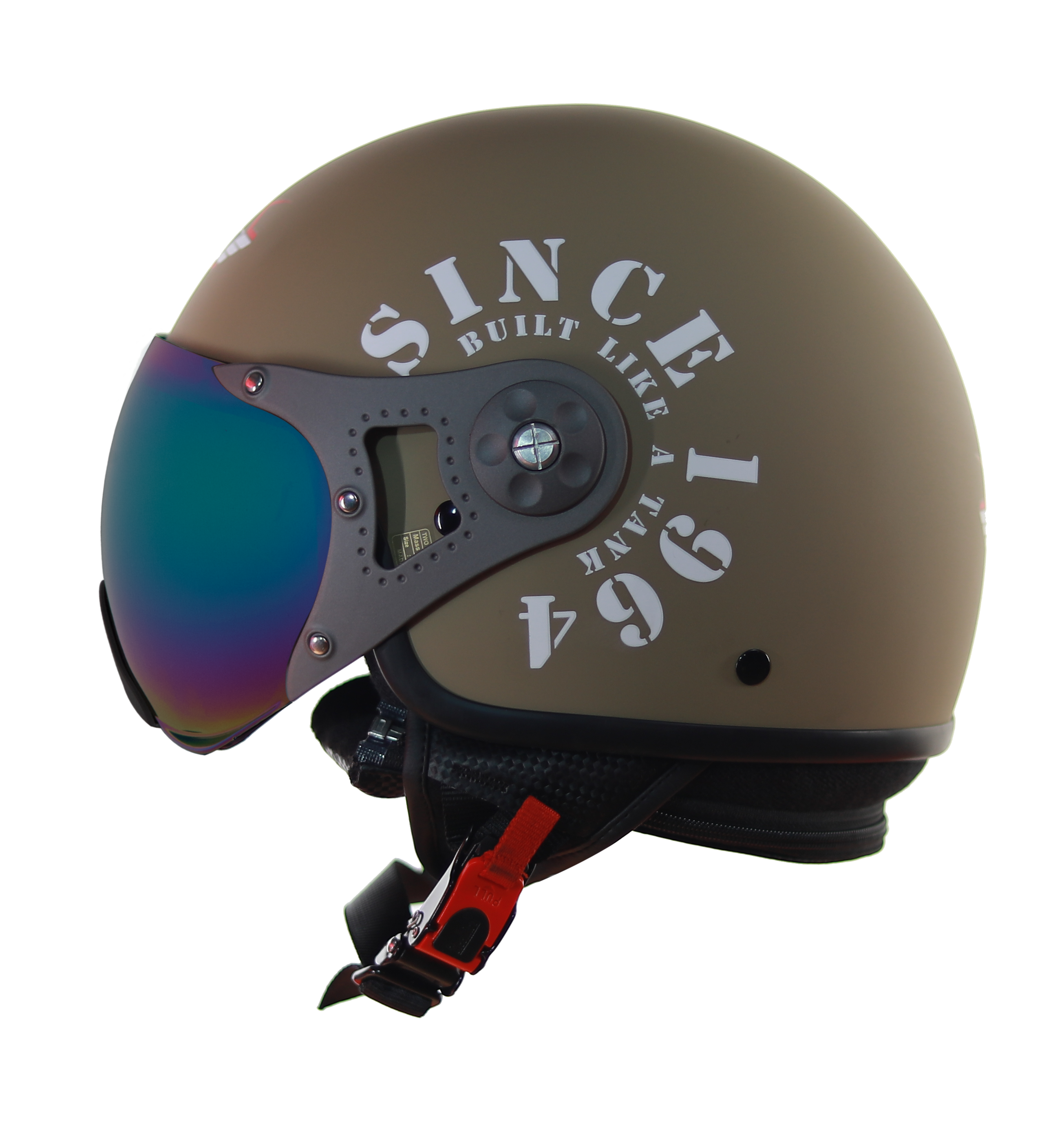 Steelbird SB-27 Tank ISI Certified Open Face Graphic Helmet (Matt Desert Storm Silver With Chrome Rainbow Visor)